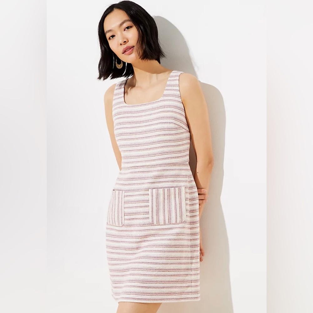 Loft Textured Stripe Pocket Sheath Dress